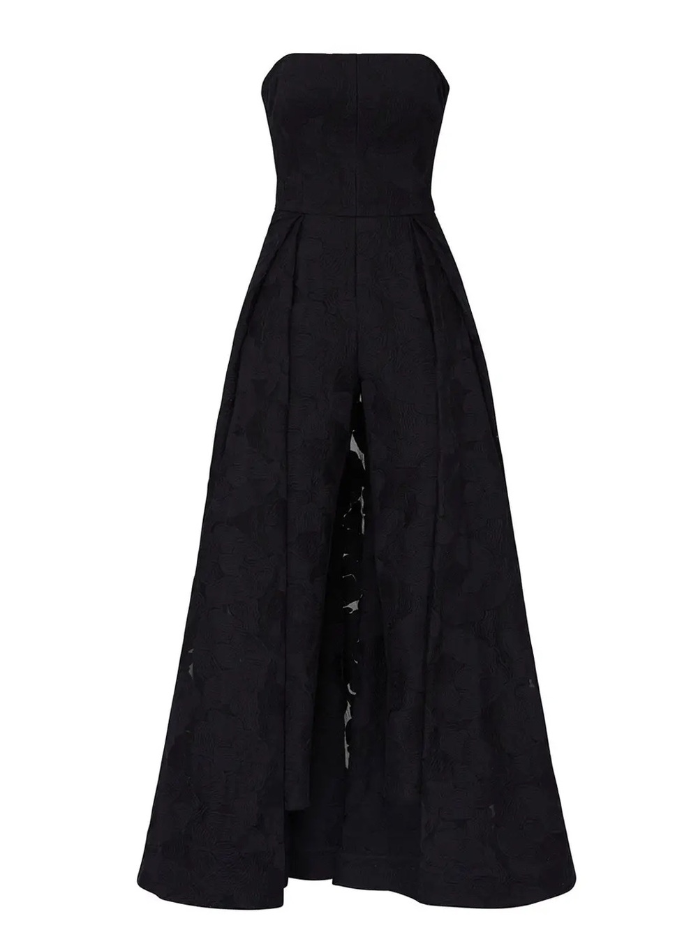 Halston Heritage Strapless Black Wide-Leg Jumpsuit Gown